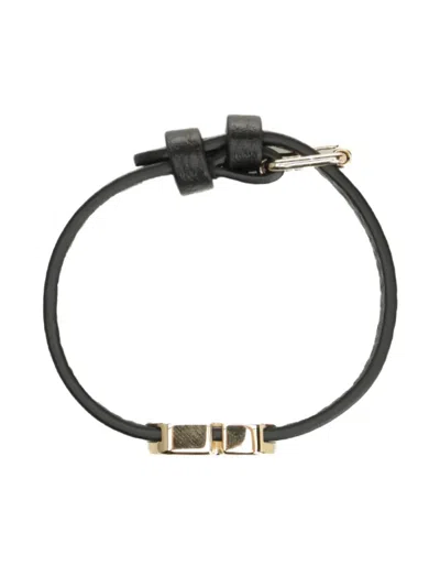 Valentino Garavani Vlogo Signature Leather Bracelet Jewelry Black