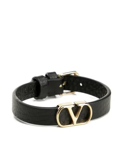 Valentino Garavani Vlogo Signature Leather Bracelet Jewelry Black