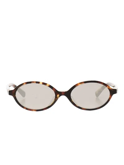 Miu Miu Oval-frame Sunglasses In Brown