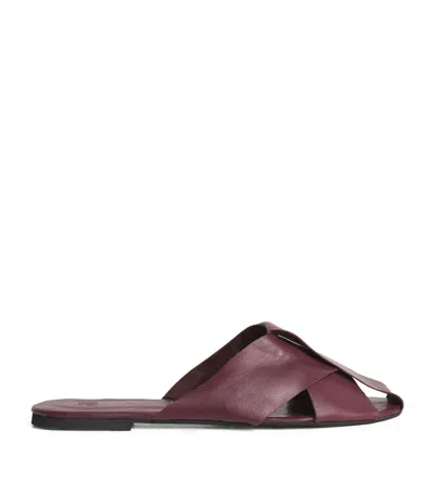 Ramla Leather Mules In Burgundy