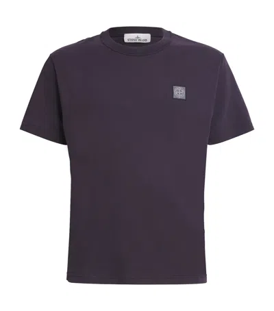 Stone Island Short Sleeve Crew Neck Cotton T Shirt In Blue