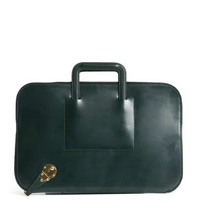 Swaine Leather Salisbury Briefcase In Green