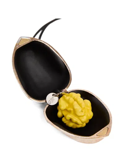 Jw Anderson Keyring With A Walnut Shape In Gold