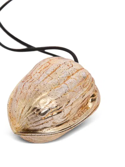 Jw Anderson Keyring With A Walnut Shape In Gold