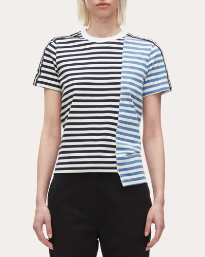 3.1 Phillip Lim Patchwork Striped Cotton T-shirt In Black