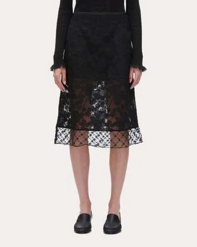 3.1 Phillip Lim Floral-lace Midi Skirt In Black
