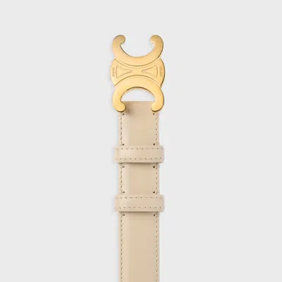 Celine Medium 25mm Triomphe Belt In Taurillon Leather In Neutral