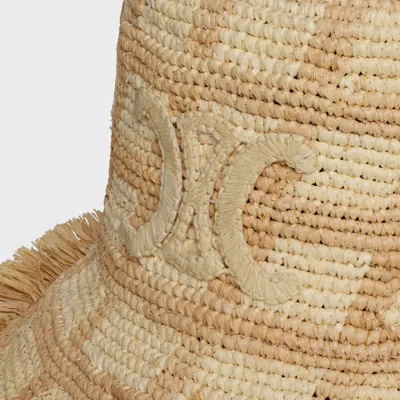 Celine Triomphe Bob In Check Raffia In Brown