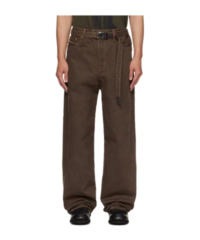 Sacai Brown Belted Jeans In Brown