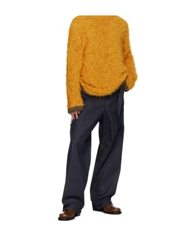 Sacai Navy Belted Jeans In Blue