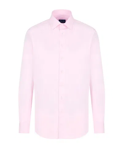 Giorgio Armani Official Store Cotton Twill Shirt In Pink