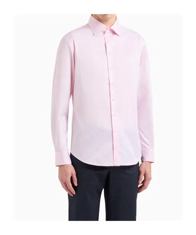 Giorgio Armani Official Store Cotton Twill Shirt In Pink