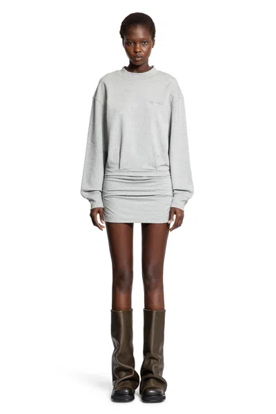 Attico Cotton Jersey Mini Dress In Gray