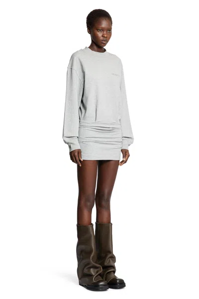Attico Cotton Jersey Mini Dress In Gray