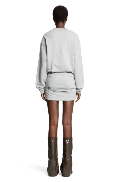 Attico Cotton Jersey Mini Dress In Gray