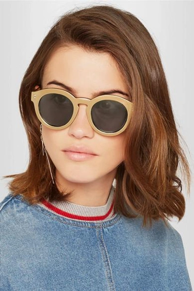 Shop Stella Mccartney Round-frame Gold-tone And Acetete Sunglasses