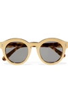 STELLA MCCARTNEY Round-frame gold-tone and acetete sunglasses