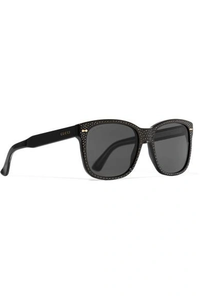 Shop Gucci Crystal-embellished Square-frame Acetate Sunglasses