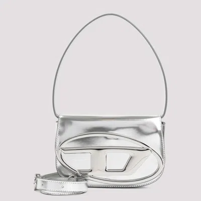 Diesel 1dr Mirror Leather Shoulder Bag In Silver