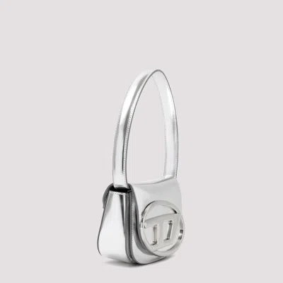 Diesel 1dr Mirror Leather Shoulder Bag In Silver