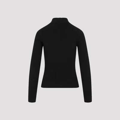 Courrèges Mockneck Rib Knit Sweater In Black