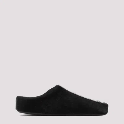 Marni Fussbet Fur Mules In Black