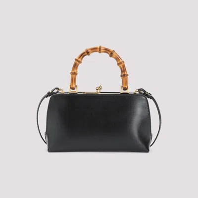 Jil Sander Black Calf Leather Goji Mini Bamboo Bag In Black