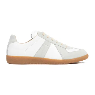 Maison Margiela White Leather Sneakers In Multi