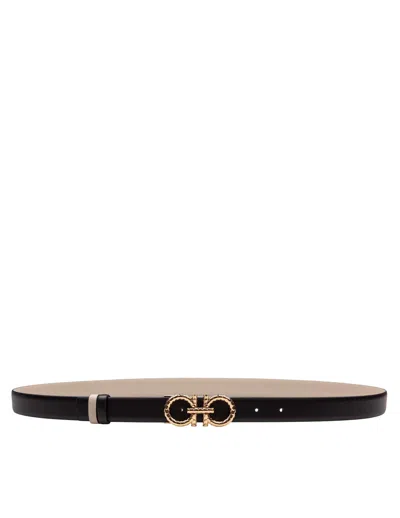 Ferragamo Black Reversible Gancini Belt