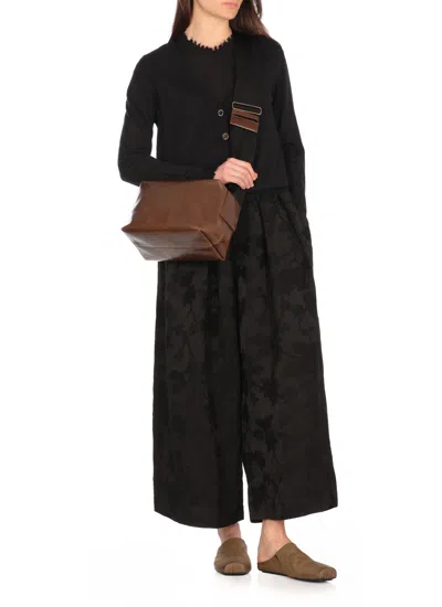 Uma Wang Frayed Hem V-neck Over Cardigan Knitwear In Black