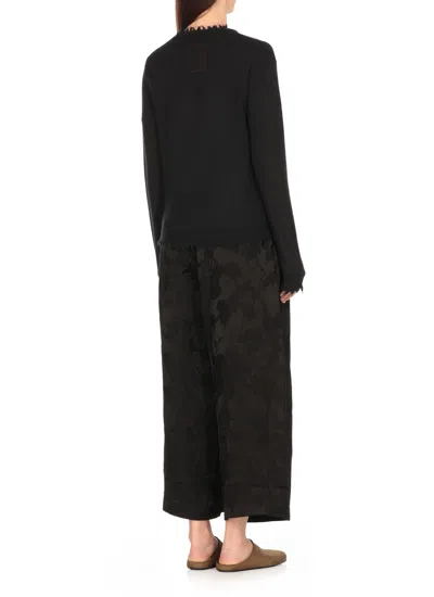 Uma Wang Frayed Hem V-neck Over Cardigan Knitwear In Black
