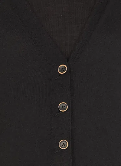 Uma Wang Frayed Hem V-neck Over Cardigan Knitwear In Black