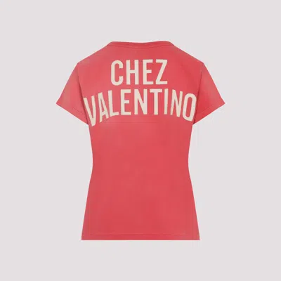 Valentino Crew Neck Graphic Print Short Sleeves Top In Red