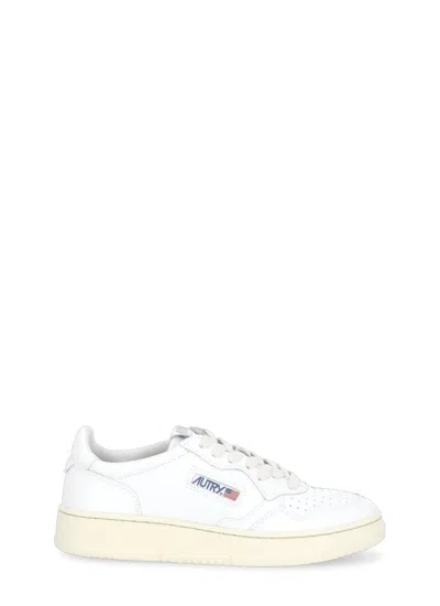 Autry White Leather Light Blue Medalist Sneakers In White