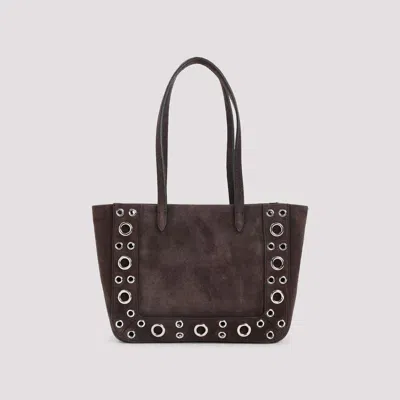 Valentino Studded Suede Double Handles Shoulder Bag In Brown