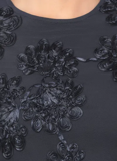 Rotate Birger Christensen Rotate Tulle Dress With All-over Rose Details In Blue