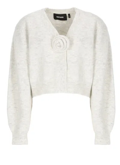 Rotate Birger Christensen Rotate Light Grey Alpaca Blend Cardigan In White