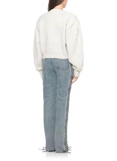 Rotate Birger Christensen Rotate Light Grey Alpaca Blend Cardigan In White