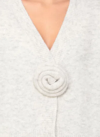 Rotate Birger Christensen Rotate Light Grey Alpaca Blend Cardigan In White