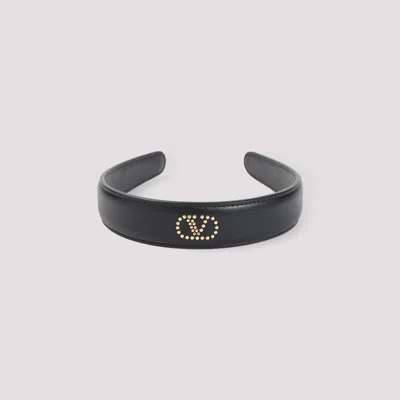 Valentino Garavani Leather Hair Band Mini-studs In Black