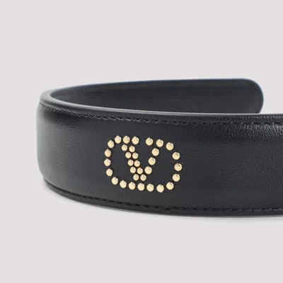 Valentino Garavani Leather Hair Band Mini-studs In Black