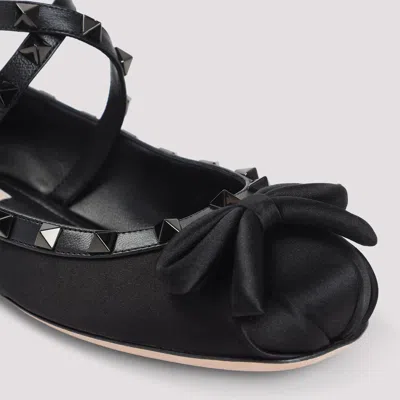 Valentino Satin Ballerinas In Black