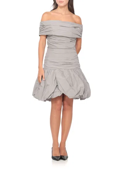 Rotate Birger Christensen Rotate Draped Mini Dress With Rear Zip Closure In Gray