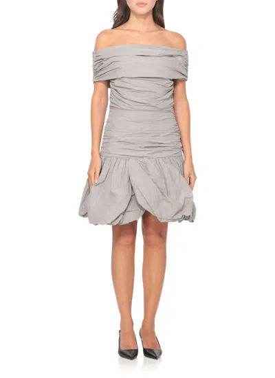 Rotate Birger Christensen Rotate Draped Mini Dress With Rear Zip Closure In Gray