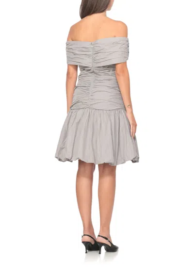 Rotate Birger Christensen Rotate Draped Mini Dress With Rear Zip Closure In Gray
