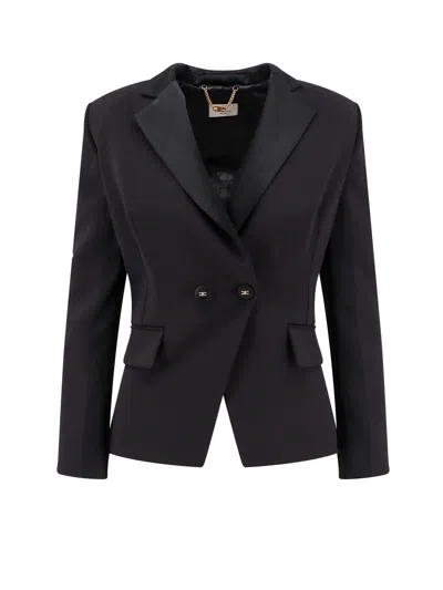 Elisabetta Franchi Double-breasted Blazer With Covered Buttons In Black