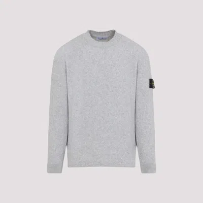 Stone Island Grey Wool Sweater With Logo In Gray