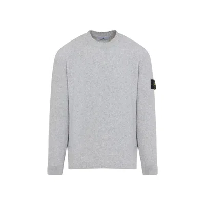 Stone Island Grey Wool Sweater With Logo In Gray