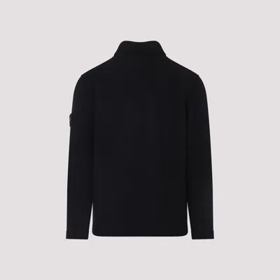 Stone Island Textured Knit Sweater With Button-up Front In Black