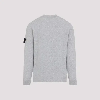 Stone Island Grey Wool Sweater With Logo In Gray